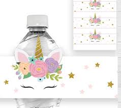 Brighten up your home with art that you can. Free Unicorn Birthday Party Water Bottle Wraps Instant Download Printable Printable Market