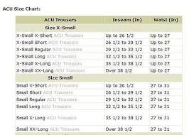 prototypical military bdu sizing chart military bdu sizing