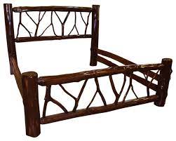 Bed frame black leather prado bed with sprung mattress option single double king. Rustic Stained Red Cedar Log King Size Twig Bed Rustic Panel Beds By Furniture Barn Usa Houzz