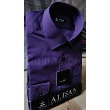 Lihat, di sana ada warna jingga! Alisan Original Kemeja Polos Lengan Panjang Reguler Ungu Tua Shopee Indonesia