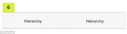 Hierarchy the correct spelling is: Tricky Quiz Asks Users To Select The Correctly Spelled Word In A Sequence Daily Mail Online