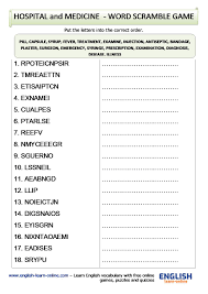 Put the letters into the correct order. Medical Vocabulary In English With Games And Puzzles