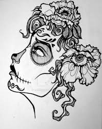Profile Day Of The Dead Skulls Drawing Skull Sketch Art