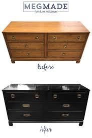 Love This Transitional Dresser We Painted In Black It Has An Amazing Before And Af Black Painted Furniture Refinished Vintage Furniture Furniture Restoration
