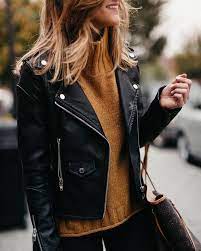 Classy Leather Jacket Outfit Idea For Women Leather Jacket Outfits Fall Fashion Coats Jacket Outfits