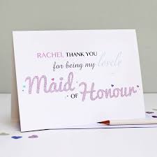 personalised maid of honour thank you card by martha brook ...