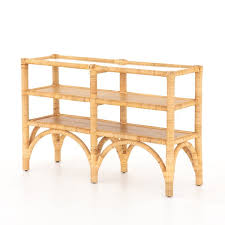 Storage Media Auden Console Table Wrapped Honey Rattan In 2020 Console Table Outdoor Console Table Rattan