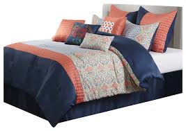 Moroccan fling coral quilt, queen. Dascha 10 Piece Comforter Set Blue Coral Mediterranean Comforters And Comforter Sets By Nanshing America