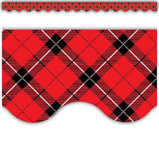 Black And White Buffalo Plaid Classroom Decor Red Plaid Scalloped Border Trim Red Classroom Decor Red Classroom Red Classroom Theme