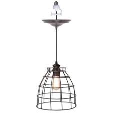 You can get creative with the shade you add to the bottom of the light, but even a simple edison bulb will elevate a space. Worth Home Products 1 Light Brushed Bronze Instant Pendant Light Conversion Kit And Cage Shade Pbn 5 Pendant Light Conversion Kits Light Ceiling Pendant Lights