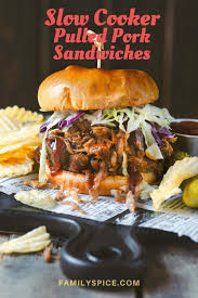 We start with a hefty portion of our leftover pork pernil, warmed in a pan with some chicken broth to moisten it, and heat it. Slow Cooker Pulled Pork Sandwiches Family Spice