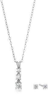 Sterling Silver Swarovski Cubic Zirconia Journey Necklace Stud Earrings Jewelry Set Be Sure To Check Out This Awesome Journey Necklace Jewelry Sets Jewelry