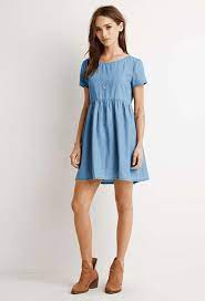 Forever 21 Chambray Babydoll Dress For 20 Wantering Babydoll Dress Chambray Dress Fashion