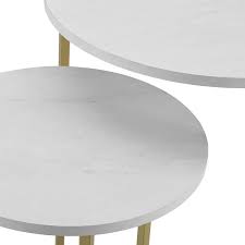Check spelling or type a new query. Free Shipping Walker Edison Furniture 2 Piece V Leg Nesting Side Tables White Faux Marble Gold Afvicnstmw