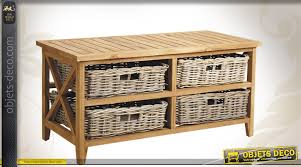 Un choix unique de table basse osier disponible dans notre magasin. Table Basse En Bois Avec Corbeilles En Poelet Gris