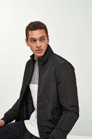 Mens Next Black Smart Wadded Funnel Neck Jacket Black Jackets Funnel Neck Buy Black