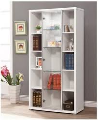 Contemporary White Wood And Glass Display Cabinet Bookcase With Glass Doors White Display Cabinet Glass Cabinet Doors