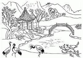 Adult coloring pages of chinese scenery. Art Therapy Coloring Page China Chinese Landscape 4