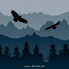 Download Landscape With Eagles Vector For Free Monochromatic Paintings Camels Illustration Eagle Art