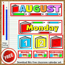 Free Printable August Classroom Calendar For School Teachers