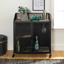 Maybe you would like to learn more about one of these? Industrial Wood And Metal Bar Cabinet With Wheels Wine Glass And Bottle Kitchen Storage Shelf 33 Inch Gray Wash Walmart Com Walmart Com
