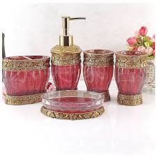 Discover bathroom decor ideas online: Amazon Com Vintage Red Bathroom Accessories 5piece Bathroom Accessories Set Bathroom Set Featur Red Bathroom Accessories Bathroom Accessory Set Bathroom Red