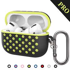 Apple Airpods Pro Black Price In India Tdg Airpods Pro Silicone Case Cover Soft Dual Layer Nike With Anti Lost Carabiner Black Yellow In 2020 Silicon Case Case Cover Mobile Case Cover