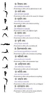 The 12 Mantras For Surya Namaskar Yoga Mantras Yoga Sun Salutation Surya Namaskar