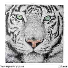 Snow Tiger Face Ceramic Tile Zazzle Com In 2021 Tiger Face Tiger Face Drawing White Tiger