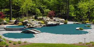 When properly secured to the pool decking, the cover's crisscrossed webbing holds taut across the pool in trampoline style. Meyco 18 X 32 Green Safety Pool Cover Pool Supply Mall