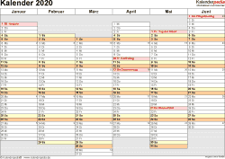 Die meisten kalender sind unbeschrieben, und das. Vorlage 4 Kalender 2020 Fur Excel Querformat 2 Seiten Wochentage Linear Neben Calendar Printables Free Printable Calendar Templates Daily Planner Printable