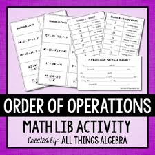 Gina wilson all things algebra 2015. Order Of Operations Math Lib By All Things Algebra Tpt