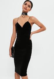 Vamp It Up In Velvet And Ensure You Re Look The Top Of Your Game Wearing This Black Midi Dress Featuring A Plunging Women Dress Online Dresses Womens Dresses