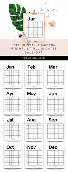 Free Printable Modern Minimalist Fill In Calendar Use For Any Year Cassie Scroggins Calendar Printables Planner Printables Free Minimalist Calendar