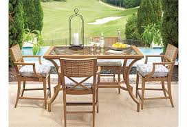 Warm fruitwood finished 3 piece pub table set. Tommy Bahama Outdoor Living Los Altos Valley View 3930 873 4x17 5 Piece Outdoor Counter Height Dining Set Baer S Furniture Outdoor Pub Dining Sets