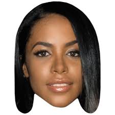 Aaliyah (Long Hair) Celebrity Mask, Flat Card Face