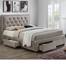 Woodbury Warm Stone Velvet Fabric 4 Drawer Storage Bed Frame 5ft King Size Bed Frame With Storage Bed Designs With Storage Storage Bed