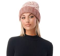 Marcus Adler Women Chunky Marled Cable Knit Beanie Pink One Size 9717