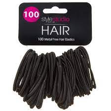 Style Studio Metal Free Hair Elastics 100pk Black Hair Elastics Cheap Hair Accessories Free Hair