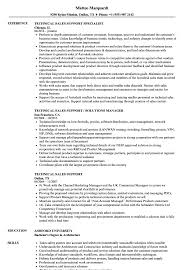 technical sales support resume samples