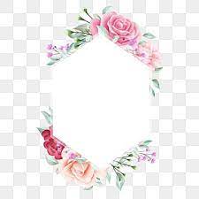 Floral Frame Geometric Shaped With Elegant Flowers Border Floral Flowers Watercolor Png Transparent Clipart Image And Psd File For Free Download Flower Border Floral Border Design Floral Border