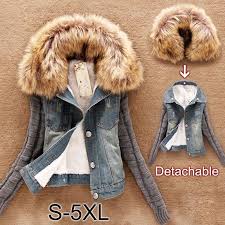 Check spelling or type a new query. Buy Detachable Faux Fur Collar Jean Jacket Knit Sleeves Fleece Lining Winter Coat Women At Affordable Prices Free Shipping Real Reviews With Photos Joom