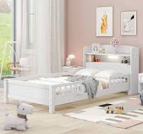 Amazon.com: Base de cama individual con rieles para niños ...