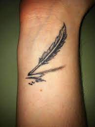 Here is a cooler version of a hamsa tattoo that shows a realistic eye. Simple Feather Pen Arm Tattoo Tattoomagz Com Tattoo Designs Ink Works Gallery Quill Tattoo Inner Wrist Tattoos Writing Tattoos