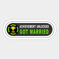 Let the developer know that you want to see achievement unlocked 4 here on kano games, . Achievement Unlocked Got Married Wedding Gift For Gamers Sticker Teepublic