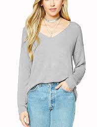 Check spelling or type a new query. Grey Casual Deep V Neck Sweater Knit Top Women Tops
