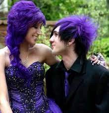 Cute Couple Metal Hair Dye Metallic Hair Scene Hair Purple Hair