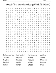 Vocab Test Words (A Long Walk To Water) Word Search - WordMint