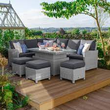 The sturdy table of this fantastic club rattan outdoor corner sofa set can be raised or lowered to create either a dining or a coffee table. Garden Sofa Set With Rising Table Off 60