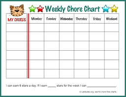 Free Weekly Chore Chart Fun Tiger Weekly Chore Charts